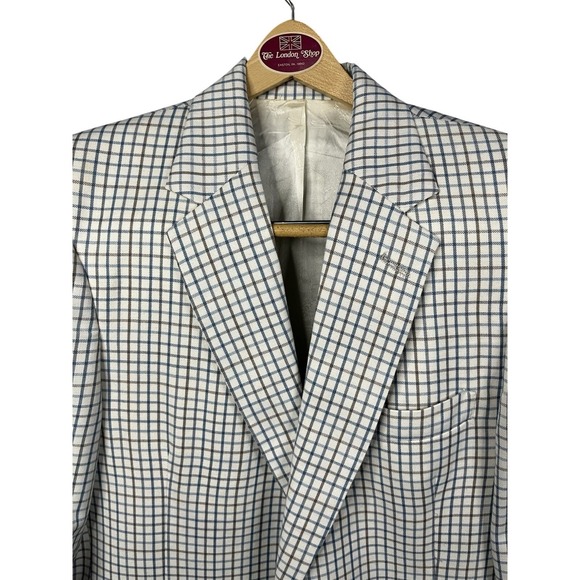 Jos A Bank Blazer Men's Ivory Check Print Sports Coat Business Casual - Picture 2 of 16